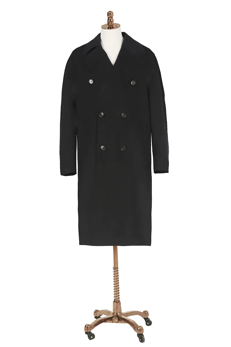 Black Double-Breasted Overcoat