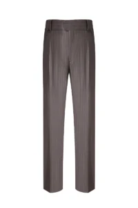 Brown Striped Wool-Blend Trousers
