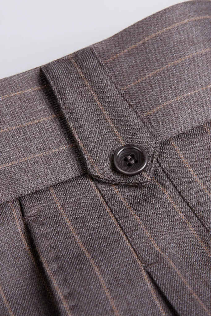 Brown Striped Wool-Blend Trousers