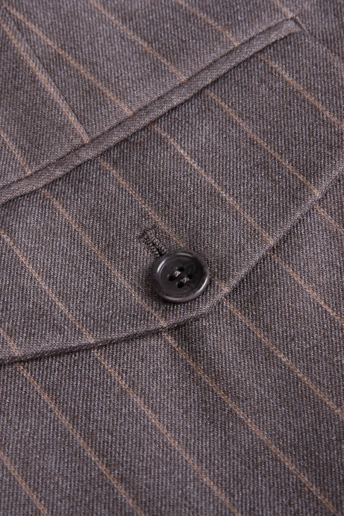 Brown Striped Wool-Blend Trousers