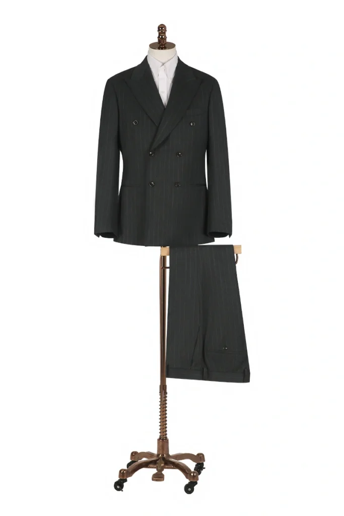 Dark Grey Stripe Double Breasted Suit