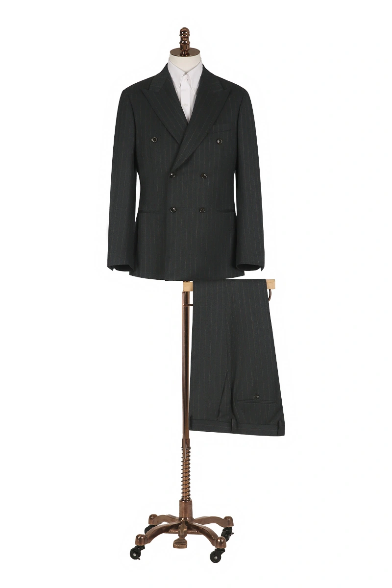 Dark Grey Stripe Double Breasted Suit