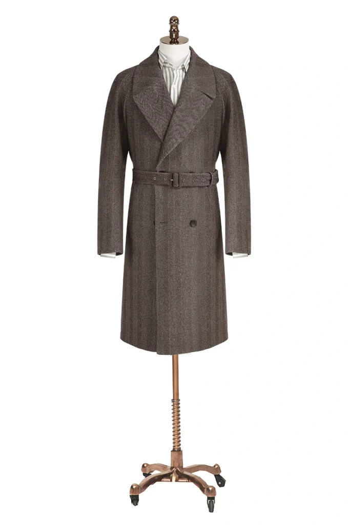 Wide Herringbone Raglan Overcoat