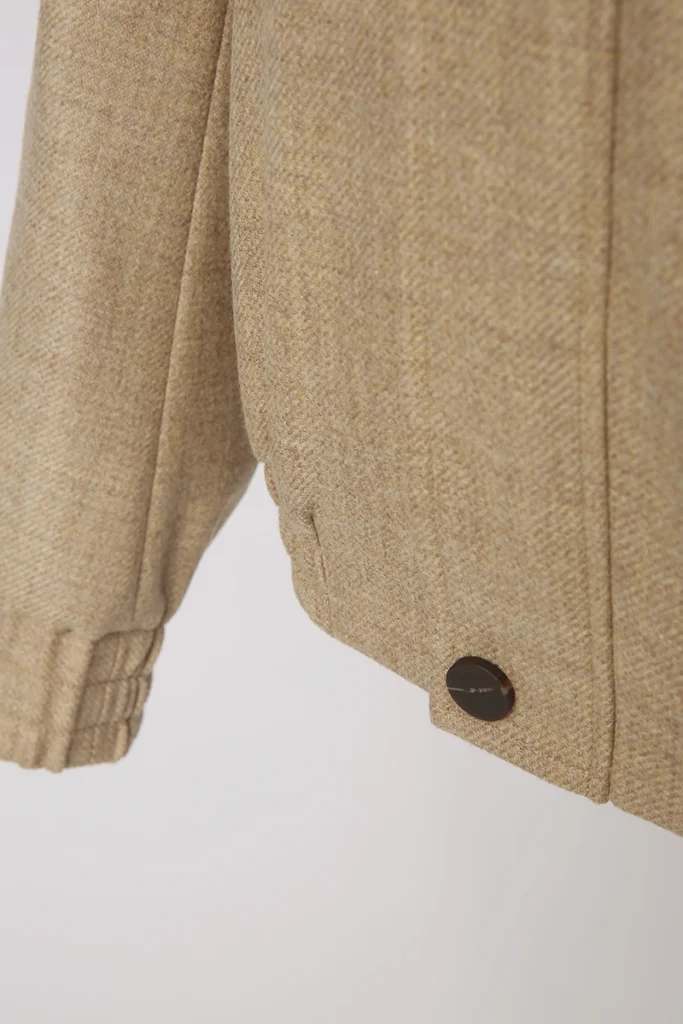 Beige Tweed Bomber Jacket