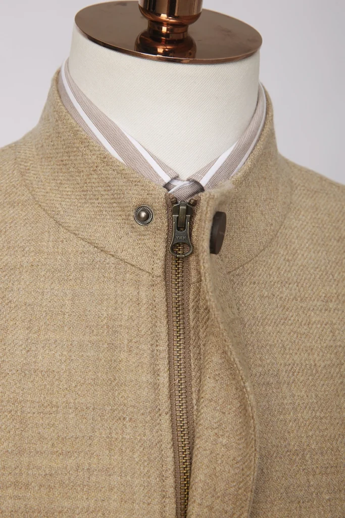 Beige Tweed Bomber Jacket