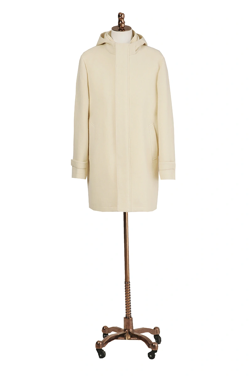 Cream Wool Hooded Coat