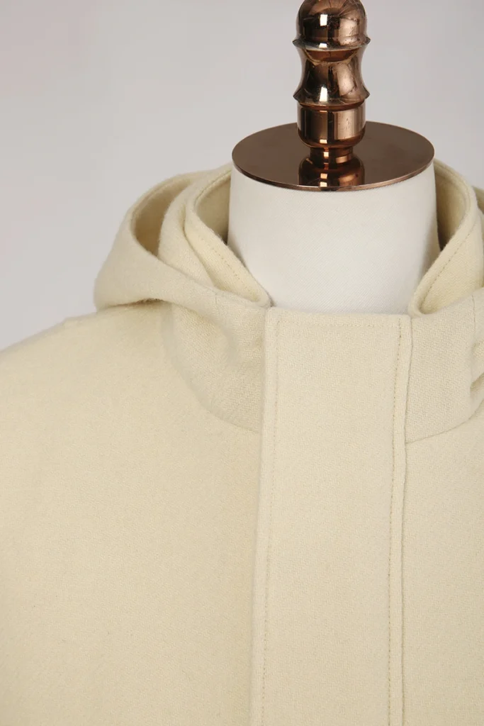 Cream Wool Hooded Coat