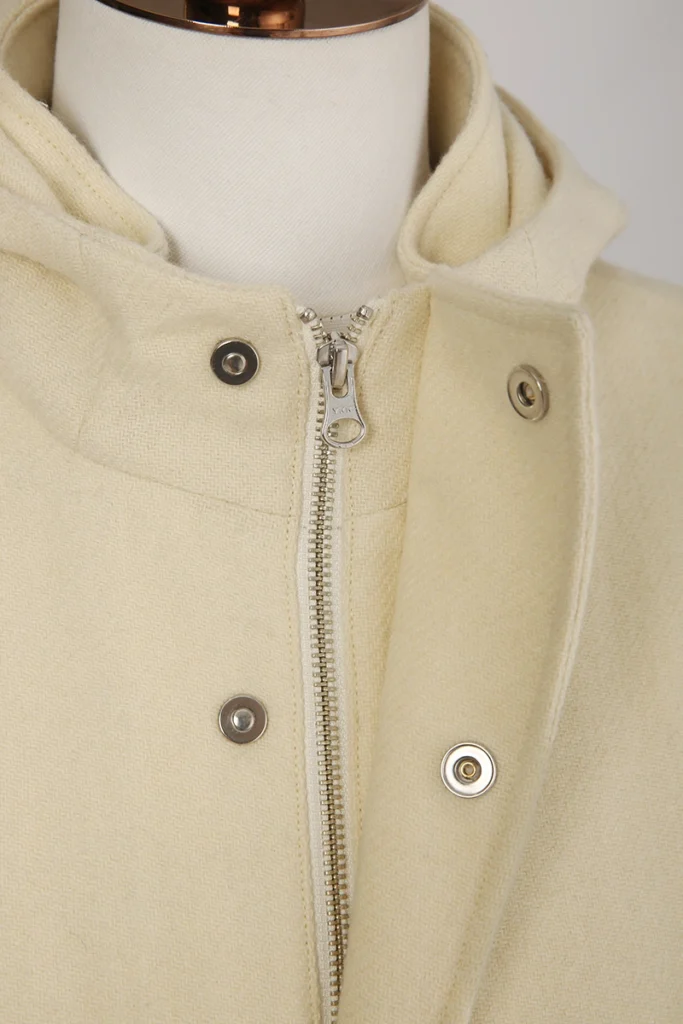 Cream Wool Hooded Coat