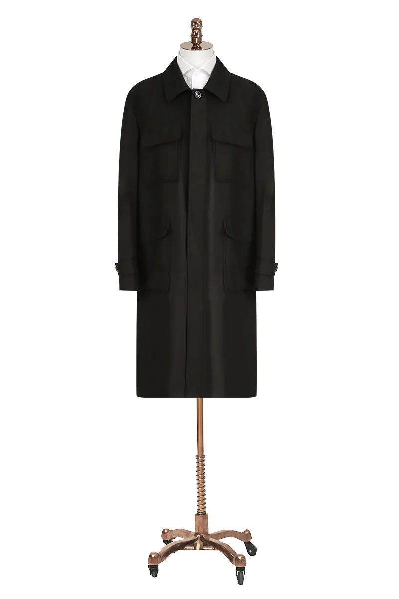 Black Raglan Mac Coat