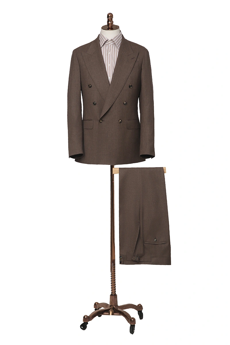 Brown Unconstructed Double Breasted Suit