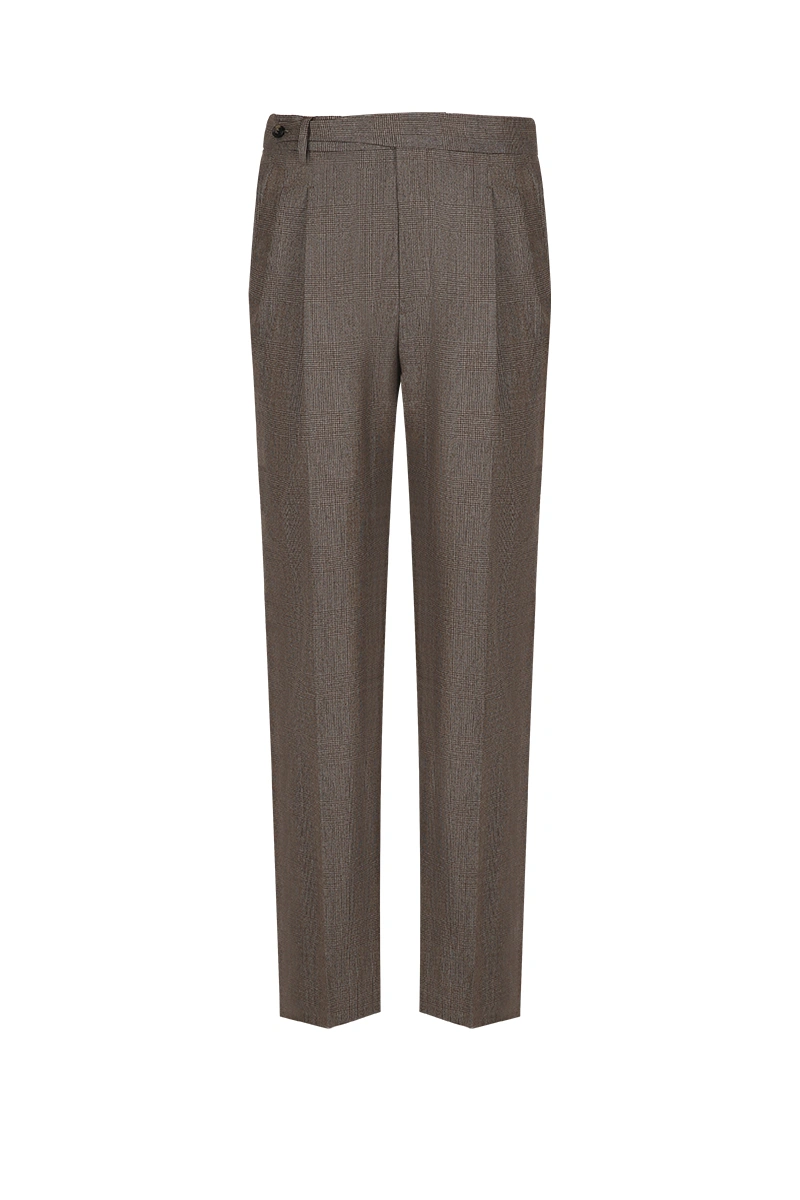 Brown Wool High-Waisted Trousers