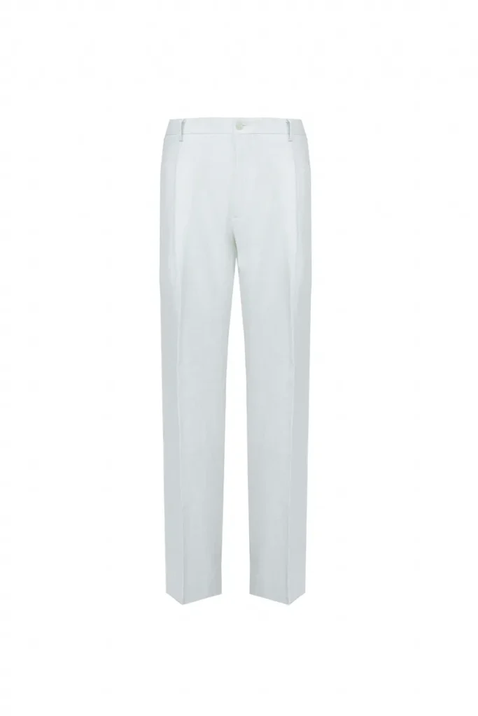 White Single-Pleat Trousers