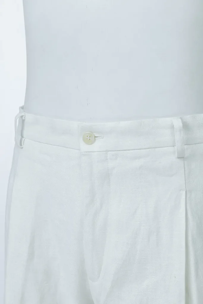 White Single-Pleat Trousers