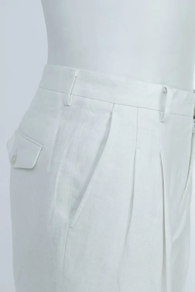 White Single-Pleat Trousers