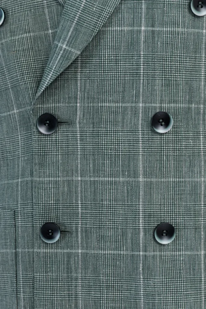 Green Check Double-Breasted Blazer