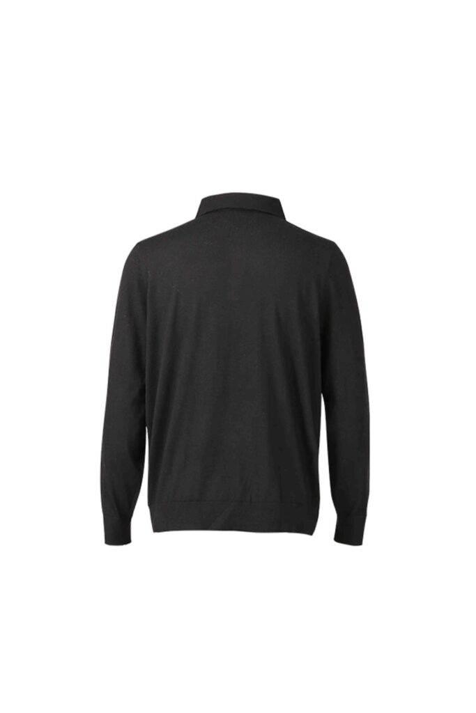 Black Cashmere Long-Sleeve Polo
