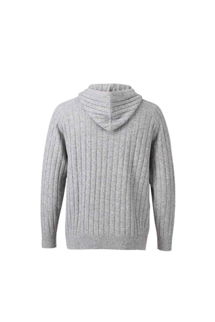 Grey Wool Ribbed Hoodie
