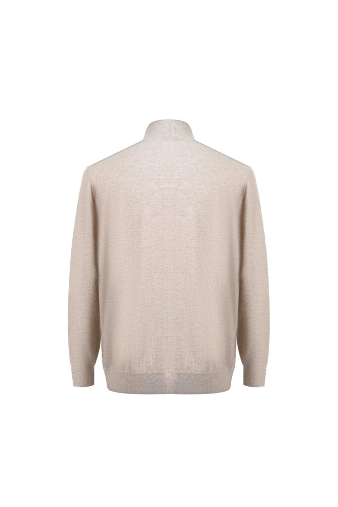 Beige Wool Button-Up Cardigan