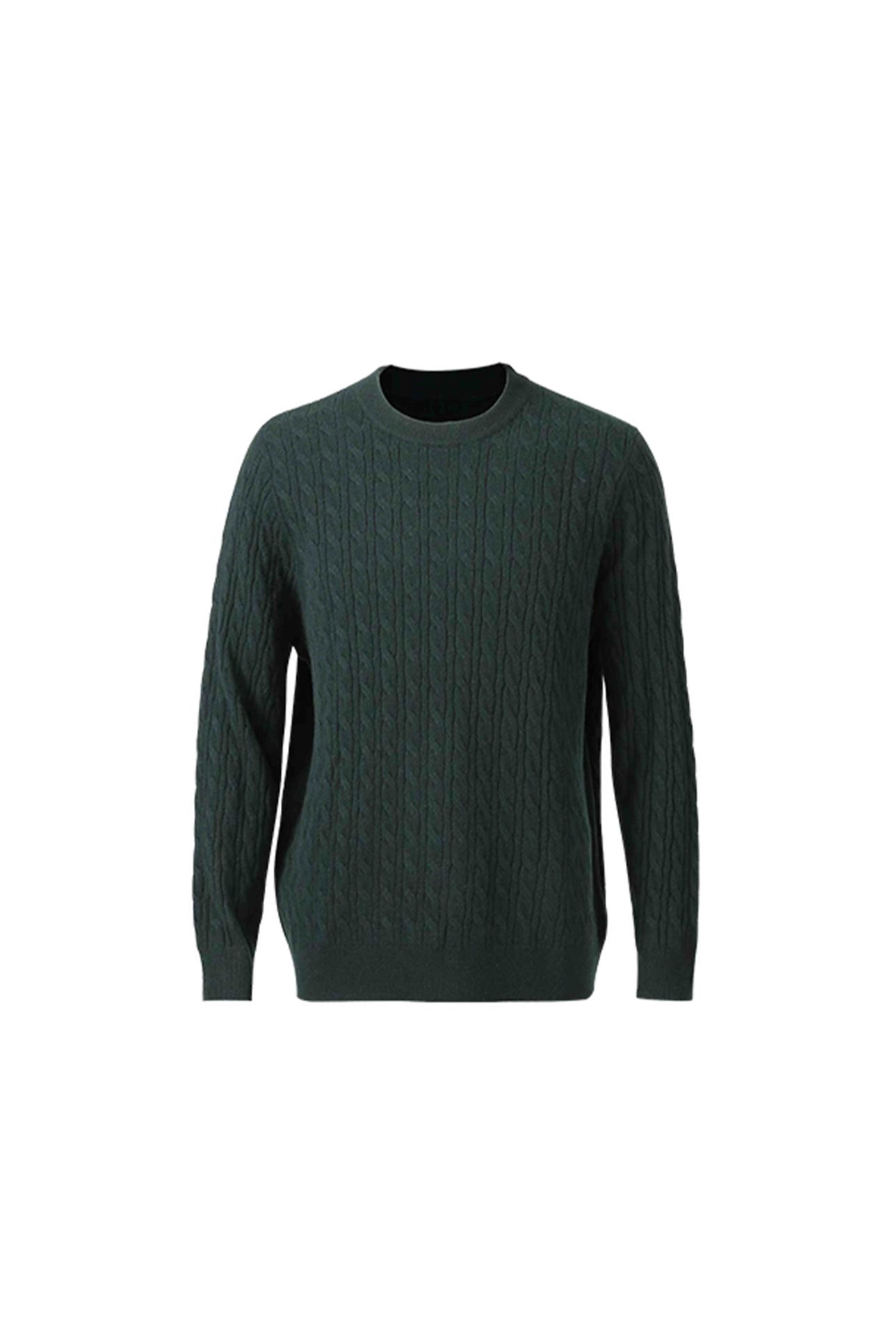 Forest Green Cashmere Cable-Knit Sweater