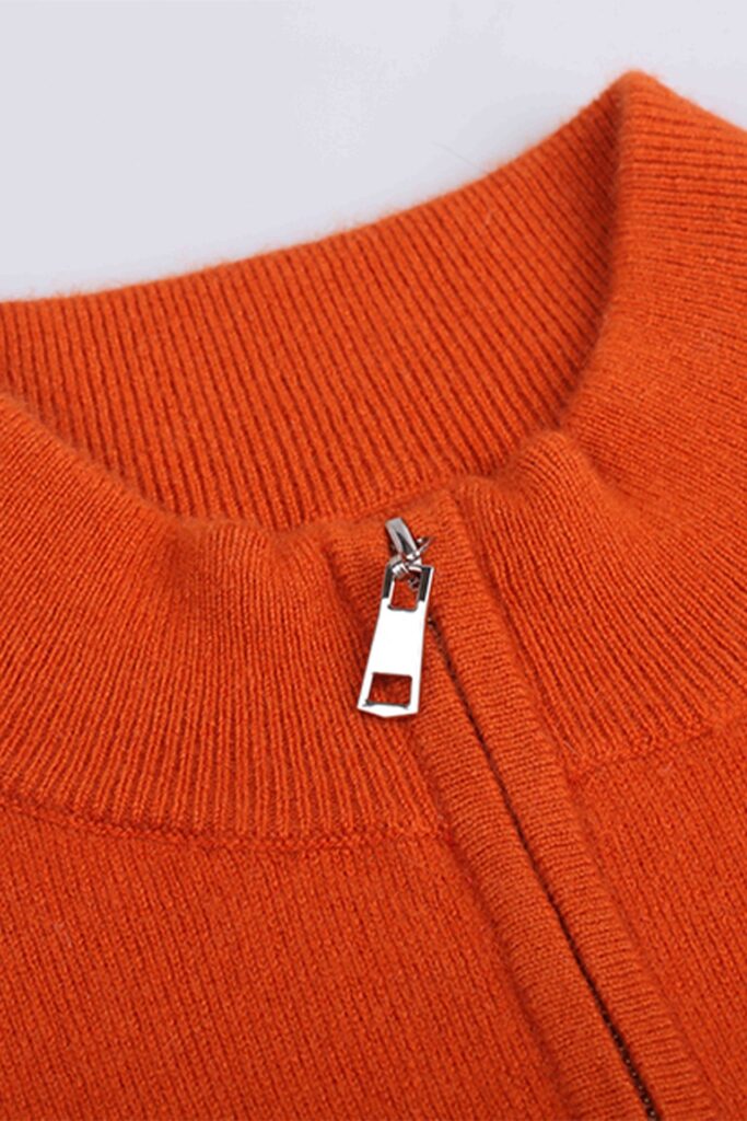 Orange Wool Half-Zip Sweater