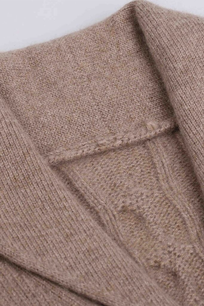 Beige Cashmere Cable-Knit Cardigan