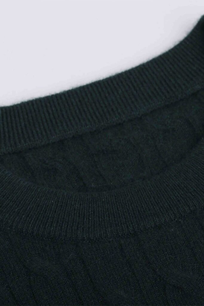 Forest Green Cashmere Cable-Knit Sweater
