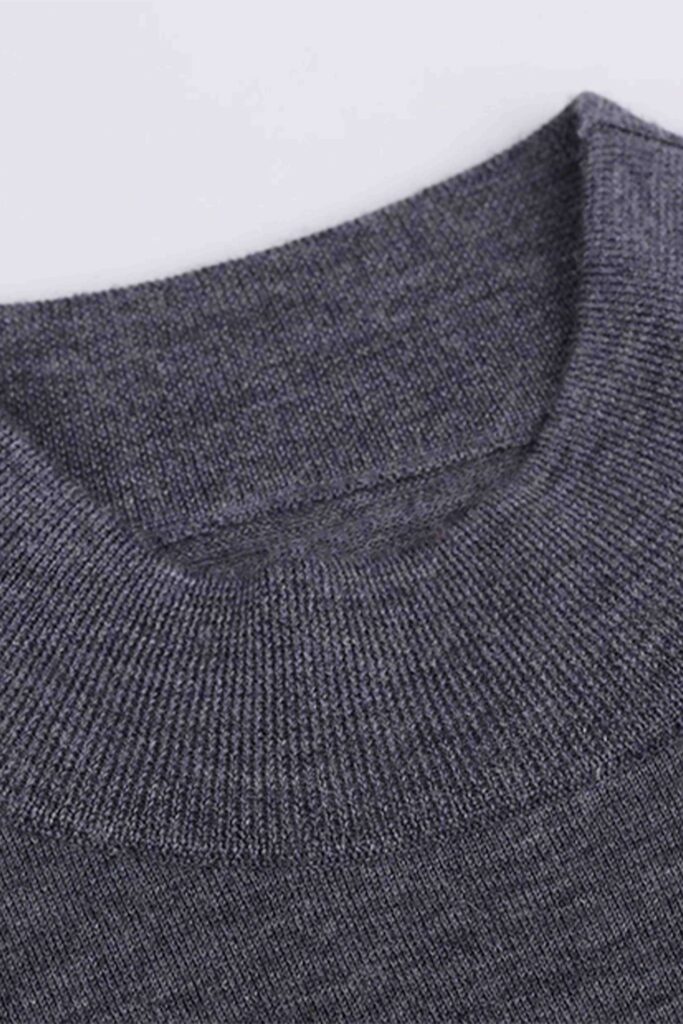 Grey Cashmere Mock Neck Sweater