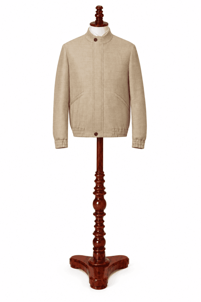 Beige Tweed Bomber Jacket