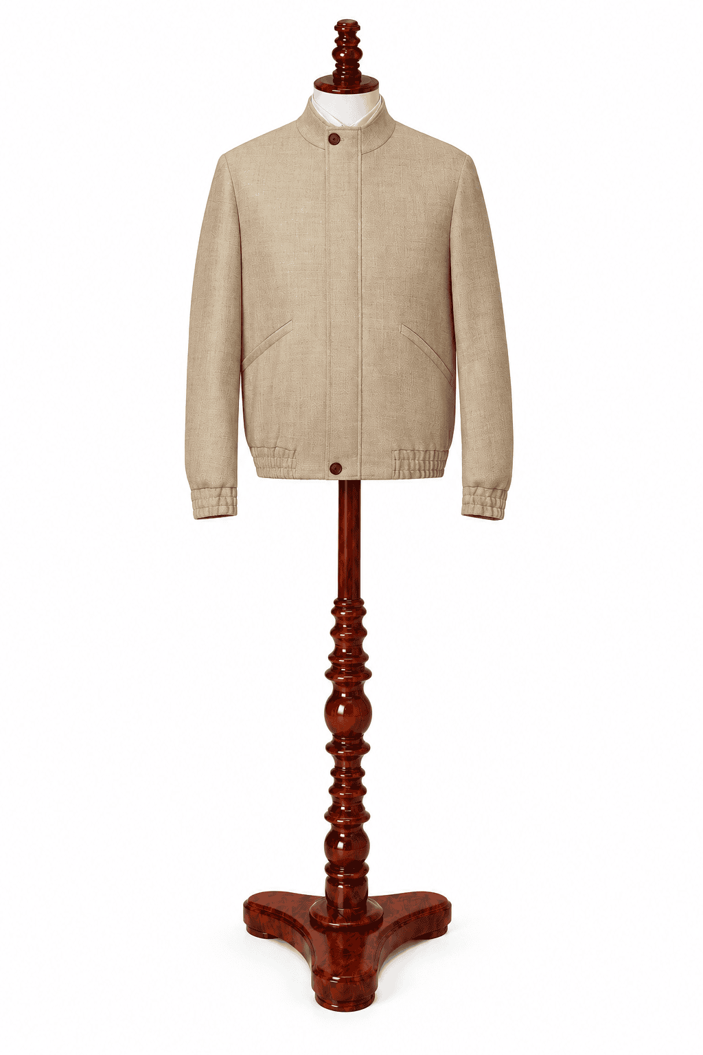 Beige Tweed Bomber Jacket