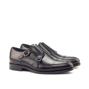 Black Double Monk Strap Shoe