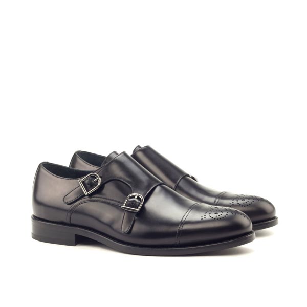 Black Double Monk Strap Shoe