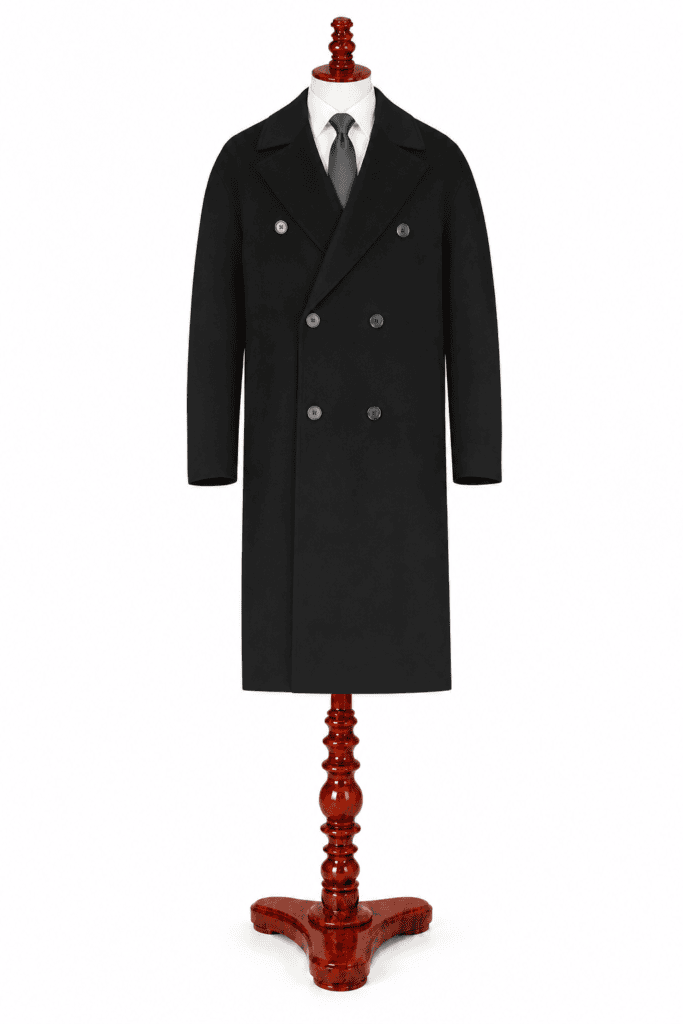 Black Double-Breasted Overcoat