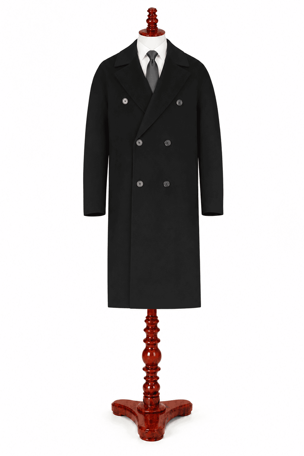 Black Double-Breasted Overcoat