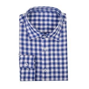 Blue Bold Check Linen Shirt