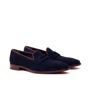 Blue Suede No Tassel Loafer