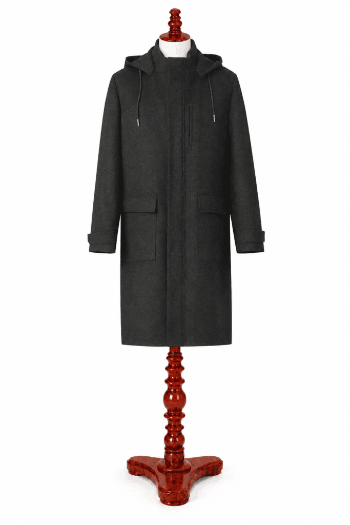Wool-Cashmere Hooded Coat