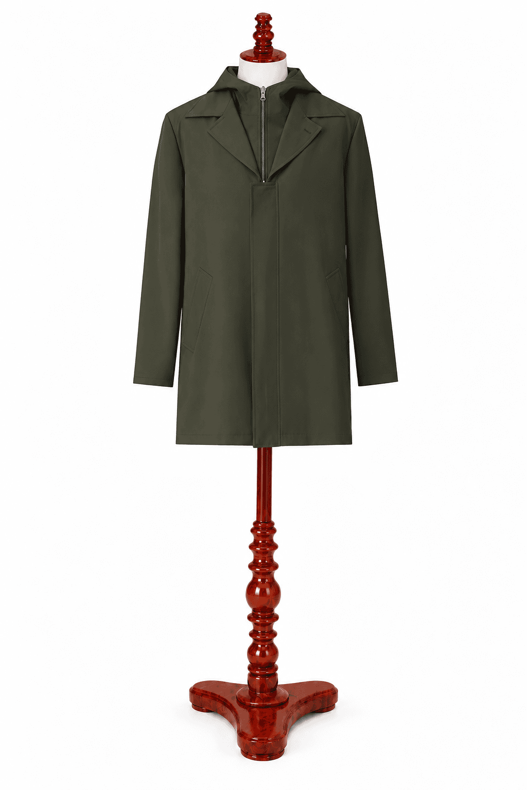 Khaki Hooded Overcoat