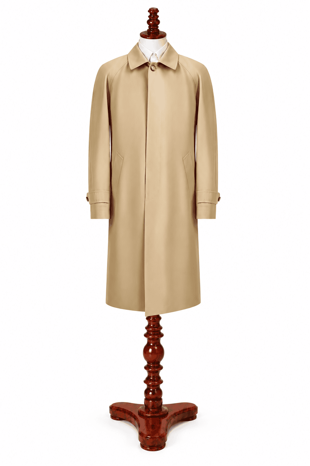 Beige Cotton Raglan Sleeve Coat