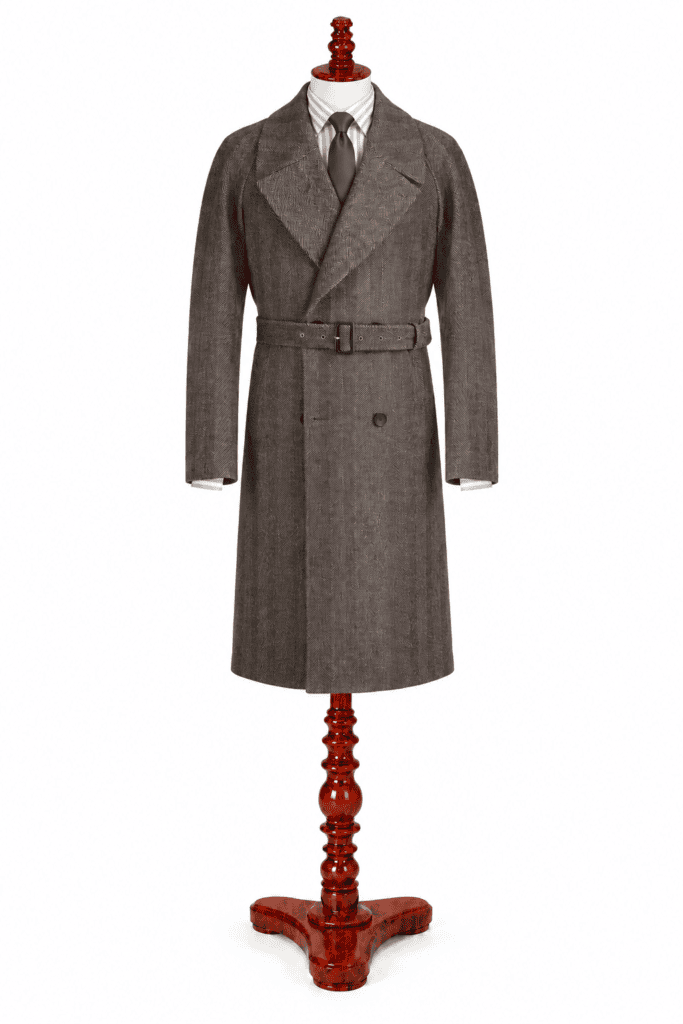 Wide Herringbone Raglan Overcoat