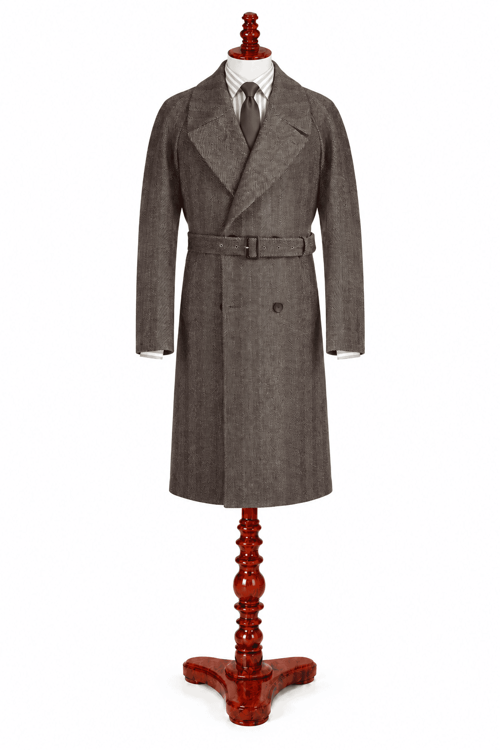 Wide Herringbone Raglan Overcoat