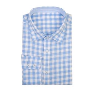 Pale Blue Linen Check Shirt