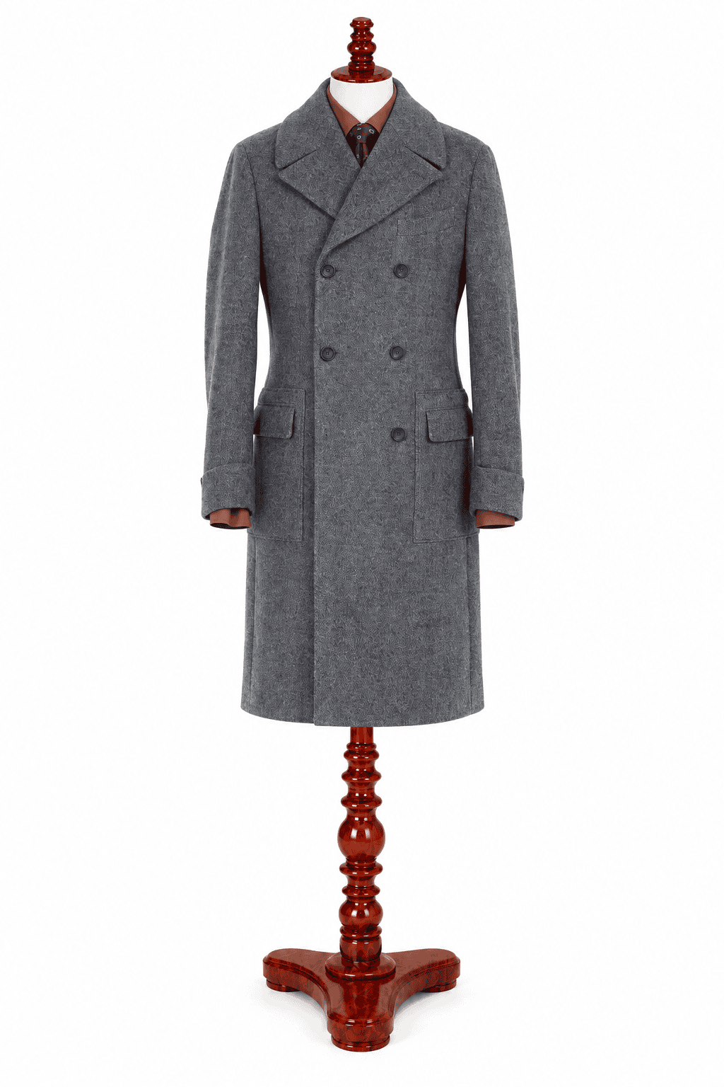 Bespoke Wool Wide Herringbone Overcoat