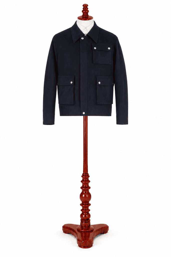 Navy Woollen Popper Bomber