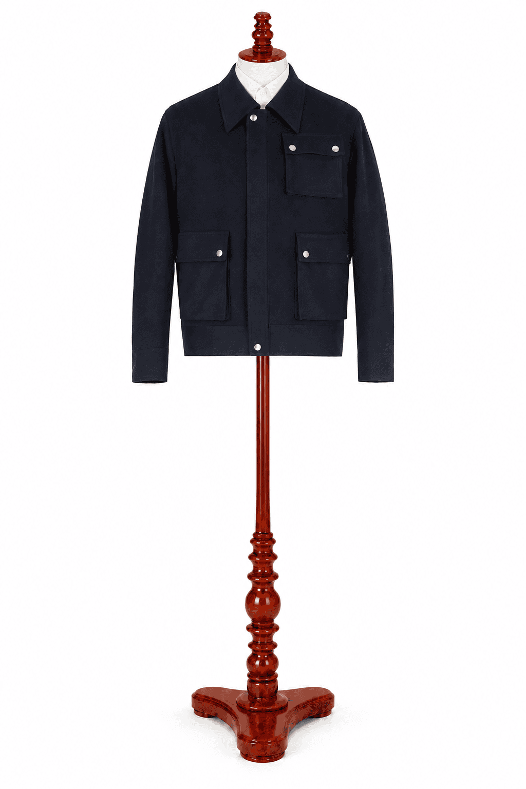 Navy Woollen Popper Bomber
