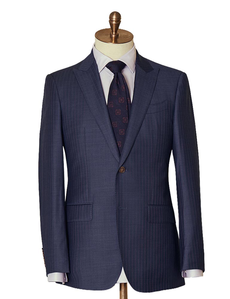 Navy Self Stripe Two Piece Suit (Test)