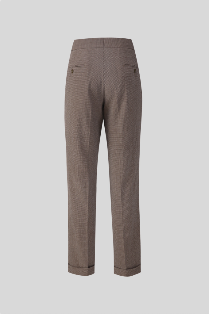 Brown Cotton Stretch Seersucker Trousers