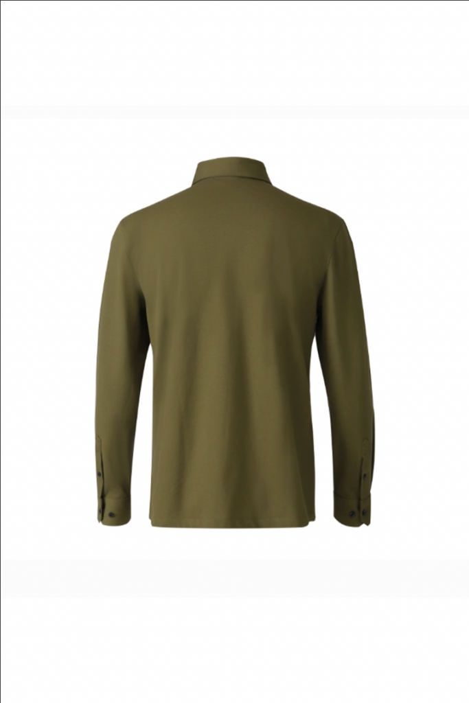 Olive Green Cotton Long-Sleeve Polo