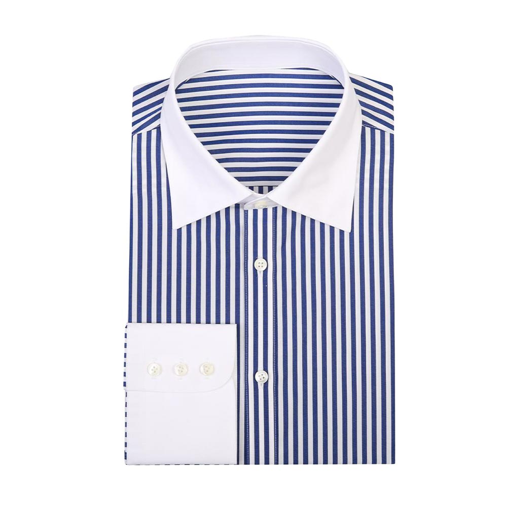 Stripe Contrast Collar Shirt
