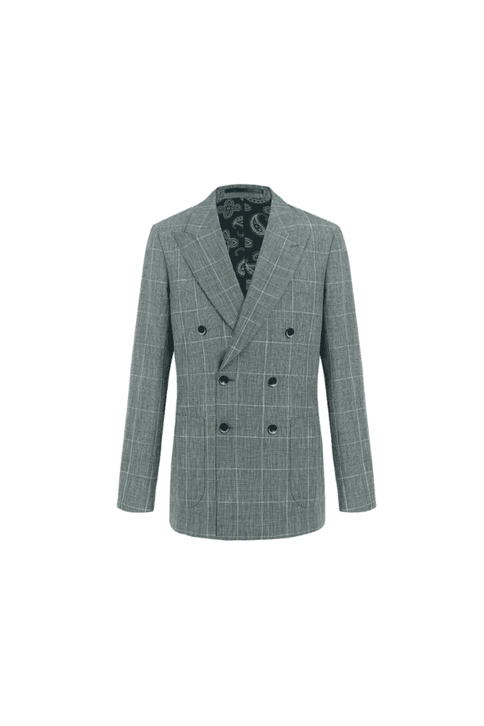 Green Check Double-Breasted Blazer