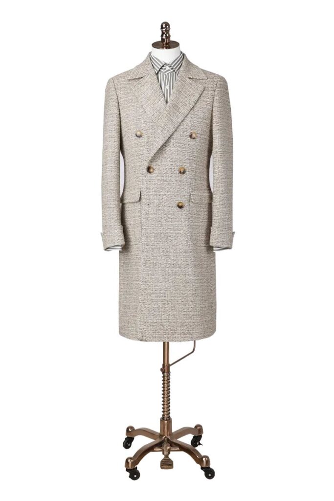 Double-Breasted Tweed Overcoat